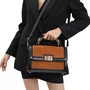 Bolsa Jorge Bischoff Feminina Satchel Preto Marrom Couro - Média 