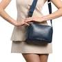 Bolsa Jorge Bischoff Feminina Tranversal Azul Marinho Couro