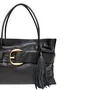 Bolsa Lança Perfume Shopping Maxi Fivela Preto Couro