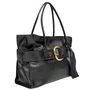 Bolsa Lança Perfume Shopping Maxi Fivela Preto Couro