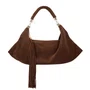 Bolsa Luiza Barcelos Feminina Alça Tramada Café Couro Camurça - Grande