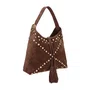 Bolsa Luiza Barcelos Feminina Café Camurça - Média