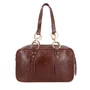 Bolsa Luiza Barcelos Feminina Café Couro - Média