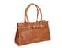 Bolsa Luiza Barcelos Feminina Caramelo Couro Fivela Dourada - Média