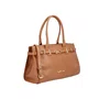 Bolsa Luiza Barcelos Feminina Caramelo Couro Fivela Dourada - Média