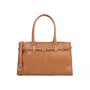Bolsa Luiza Barcelos Feminina Caramelo Couro Fivela Dourada - Média