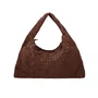 Bolsa Luiza Barcelos Feminina Marrom Café Tressê Camurça - Grande