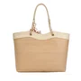 Bolsa Shopping Jorge Bischoff Feminina Ráfia Nude Couro