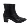 Bota Berti Maria Feminina Cano Curto Preto Couro Verniz
