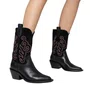 Bota Carrano Feminina Western Bordado Black Smooth Couro