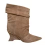 Bota Cecconallo Feminina Slouchy Pecan Couro Camurça