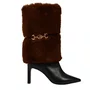 Bota Jorge Bischoff Feminina Cano Longo Pelo Removível Preto Marrom Couro