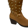 Bota Jorge Bischoff Feminina Western Tachas Caramelo Couro