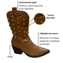 Bota Jorge Bischoff Feminina Western Tachas Caramelo Couro
