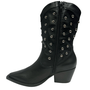 Bota Jorge Bischoff Feminina Western Tachas Preto Couro