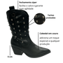Bota Jorge Bischoff Feminina Western Tachas Preto Couro