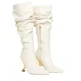 Bota lança Perfume Feminina Slouch Salto Metalizado Couro