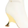 Bota lança Perfume Feminina Slouch Salto Metalizado Couro