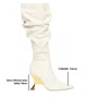 Bota lança Perfume Feminina Slouch Salto Metalizado Couro