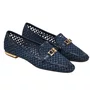 Loafer Jorge Bischoff Feminino Ráfia Azul Marinho Couro