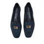 Loafer Jorge Bischoff Feminino Ráfia Azul Marinho Couro