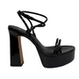 Sandália Carrano Feminina Plataforma Preto Couro Verniz