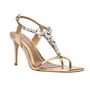 Sandália Carrano Feminina Salto Fino Cristal Dourado Couro