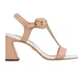 Sandália Jorge Bischoff Feminina Nude Salto Bloco Couro