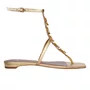 Sandália Rasteira Carrano Feminina Flat Shell Metalizado Dourado Couro 