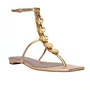 Sandália Rasteira Carrano Feminina Flat Shell Metalizado Dourado Couro 
