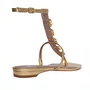 Sandália Rasteira Carrano Feminina Flat Shell Metalizado Dourado Couro 