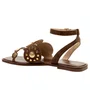 Sandália Rasteira Cecconello Feminina Rust Couro Camurça