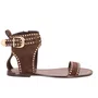 Sandália Rasteira Luiza Barcelos Feminina Café Couro Camurça