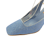 Sapato Slingback Jorge Bischoff Azul Jeans Strass Couro 
