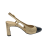 Sapato Slingback Luz da Lua Preto Ouro Couro 