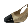 Sapato Slingback Luz da Lua Preto Ouro Couro 