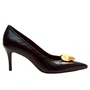 Scarpin Cecconello Feminino Coração Preto Ouro Couro