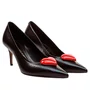 Scarpin Cecconello Feminino Coração Preto Zoe Couro