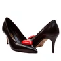 Scarpin Cecconello Feminino Coração Preto Zoe Couro