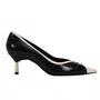 Scarpin Jorge Bischoff Feminino Bico Fino Preto Branco Couro Crocco