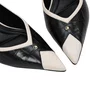 Scarpin Jorge Bischoff Feminino Bico Fino Preto Branco Couro Crocco
