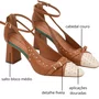 Scarpin Jorge Bischoff Feminino Marrom Caramelo Salto Bloco Couro