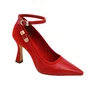 Scarpin Jorge Bischoff Feminino Salto Alto Vermelho Couro