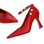Scarpin Jorge Bischoff Feminino Salto Alto Vermelho Couro