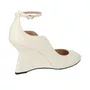 Scarpin Luiza Barcelos Feminina Salto Anabela Off White Couro Verniz