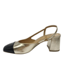 Slingback Berti Maria Feminino Preto Ouro Light Couro
