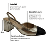 Slingback Berti Maria Feminino Preto Ouro Light Couro