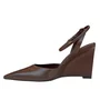 Slingback Carrano Feminino Salto Anabela Brownie Couro