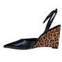 Slingback Carrano Feminino Salto Anabela Preto Animal Print Couro