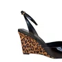 Slingback Carrano Feminino Salto Anabela Preto Animal Print Couro